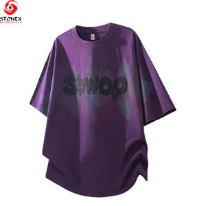 High Quality Wholesale Custom 100% Cotton Spring Oversized Distressed Embroidery Patch Applique <b>Shirts</b> - Product Image 1