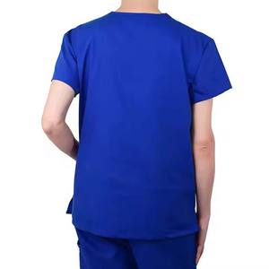 Nouveau soie gommages ensemble Stretch gommage hauts poche pantalon hôpital Salon de beauté infirmière médecin chirurgie salopette vêtements de travail manches courtes - Product Image 3
