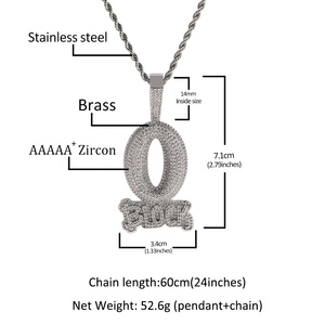 Hip Hop Rapper Jewelry Iced Out Letter <strong>Pendant</strong> Necklace Fully Lab Diamond O BLOCK Gold <strong>Silver</strong> Plated Charm <strong>Pendant</strong> for <strong>Men</strong> Women - Product Image 2