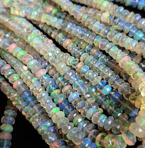 Perles d'opale naturelle éthiopienne multi-façonnées AA, pierres précieuses à vendre |   Perles rondes facettées de forme ronde de 4 à 7 mm au prix de gros. - Product Image 5