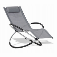 Fauteuil à bascule moderne d'extérieur pliable zéro gravité avec appui-tête en tissu maillé respirant pour patio, jardin, balcon