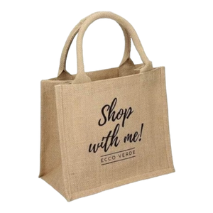 Sacs cadeaux d'épicerie en jute de haute qualité poignée en corde dos laminé impression de logo personnalisé taille moyenne options multicolores brutes - Product Image 2