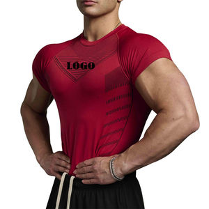 Camisetas atléticas de alta calidad, lisas, transpirables, ajustadas, de secado rápido, 100% de algodón para hombre, camisetas de manga corta impresas OEM - Product Image 4