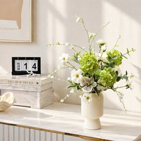 Buket Hydrangea Sutra Buatan Tangan, Rangkaian Bunga Realistis, Bunga Palsu Dekoratif untuk Ruang Tamu dan Meja Makan