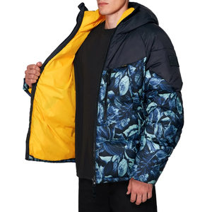 Casual Wear Custom Sublimation Print Multi <b>Panel</b> Oversized Men's Long Sleeve Zipper Up Puffer Jackets With Detachable Hood Male - Product Image 6