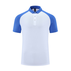 Nuevo logotipo bordado personalizado Polo en blanco camiseta lisa 85% Nylon 5% Spandex Unisex Color Blocking para camiseta de golf suave para hombres - Product Image 3