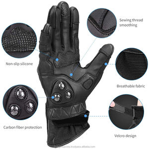 Temporada de invierno Protección de nudillos de dedo completo Guantes de cuero puro Bicicleta Ciclismo Hombres Guantes de cuero Logotipo personalizado Guantes de motocicleta - Product Image 6