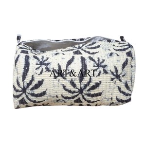 3-Piece 100% Cotton Zipper <b>Pouch</b> Set Quilted Thread for Bag Women Multipurpose Cosmetic Accessory Bag Bridal Gift Large - Product Image 5