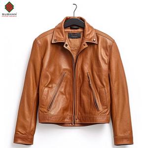 Veste de motard en cuir synthétique noir pour homme, faite à la main, en cuir véritable, coupe ajustée, décontractée, fermeture éclair, solide, service OEM - Product Image 3