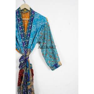<b>Women's</b> Luxury Elegant Japanese Floral Silk Sari Kimono <b>Robe</b> Patchwork Bath Maxi Gown Soft Breathable Daily Life Autumn Summer - Product Image 3