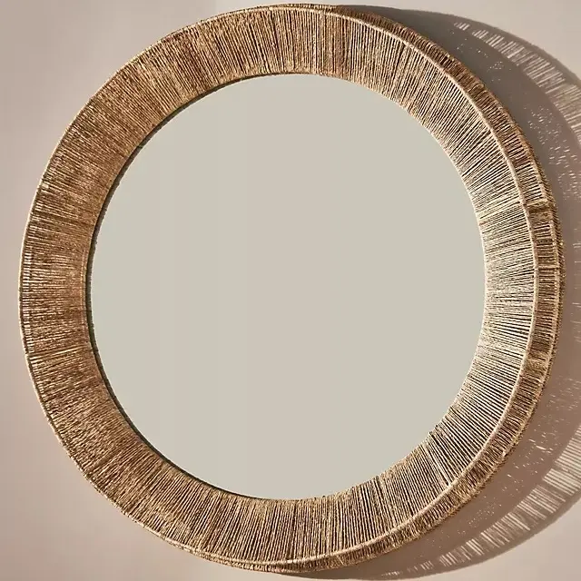 새로운 스타일 저렴한 제품 벽 장식 등나무 거울 프레임 100% 수제 욕실 거울 나무 거울 등나무 장식