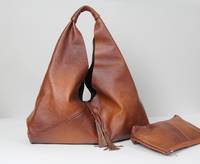 Sac Hobo de Luxe en Cuir Véritable pour Femme, Style Vintage Tendance, Fermeture Éclair, Logo Personnalisé, Patch Lettre – Populaire en Usine