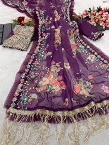 Bollywood dernier concepteur fête porter Organza Saree Blouse avec lourd Multy fil et 5mm paillettes broderie travail femme mode - Product Image 5