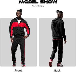 Chándal de gimnasio de dos piezas para hombre de alta calidad, logotipo personalizado, ropa de Jogger con cremallera completa para entrenamiento de invierno, conjunto de entrenamiento Popular para correr - Product Image 2