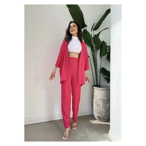 Kimono Seersucker avvolgente Set superiore inferiore