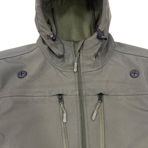 Vestes Safari Softshell Vert Olive Imperméables à Capuche Coupe-Vent d'Hiver Fermeture Éclair Avant Faible MOQ Vente en Gros Vestes d'Extérieur pour Hommes - Product Image 2