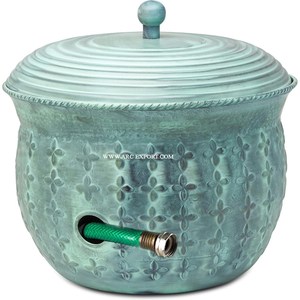 Home and Gardening Decoration Metal Hose <b>Pots</b> With Lid Newly Arrival <b>Large</b> Size Blue Color Metal Watering Hose <b>Pots</b> From Indian - Product Image 1