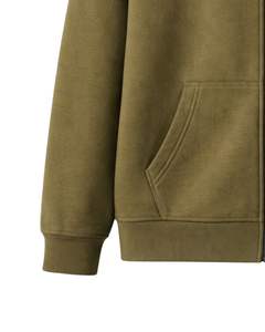 Sweat à capuche zippé vert olive pour homme, en molleton de coton premium, sweat à capuche décontracté d'hiver, veste streetwear avec poches, OEM en vrac - Product Image 5