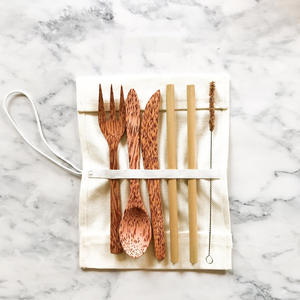 Utensilios de viaje, cubiertos de madera de coco ecológicos para picnic, utensilios de madera natural, juego de cubiertos - Product Image 4