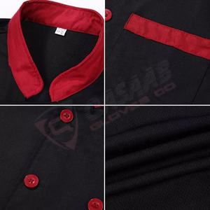 Abrigo de Chef de manga corta, chaquetas de Chef para cocina, repostería, camarero, catering, color rojo y negro - Product Image 4