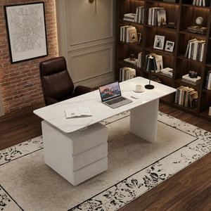 Modern <b>Solid</b> <b>Wood</b> Executive <b>Desk</b> 71" Rectangular Stone Top Reversible Office Computer <b>Desk</b> - Product Image 1