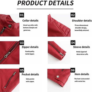 เสื้อแจ็กเก็ตหนังสำหรับผู้หญิงใหม่เสื้อแจ็กเก็ตแฟชั่นแขนยาวมีซิปด้านหน้าเหมาะสำหรับใส่ในฤดูใบไม้ร่วงทุกวัน - Product Image 6