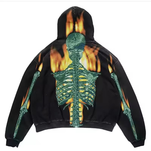 2026 <b>Top</b> Quality Custom Vintage Men's Hoodie Acid Wash <b>Distress</b> Hoodie Heavy Cotton Oversized Puff Printing Hoodie for men - Product Image 3