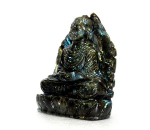 Venta al por mayor estatua de Buda escultura estatuilla hecha de piedra preciosa labradorita impermeable personalizable artesanía religiosa de la India - Product Image 5