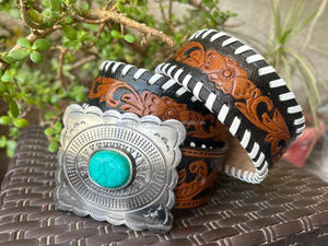 Juegos de estilo occidental Piedra Cinturón de cuero tallado a mano Cinturones de alta calidad Cinturones de cuero con estilo - Product Image 2