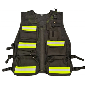 Black Breathable Mesh <b>Tactical</b> <b>Vest</b> Men Zipper Waistcoat with Pockets Reflective Strips Sporty Summer Outer Wear - Product Image 1