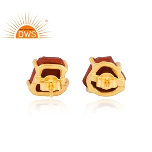 ต่างหูหินแจสเปอร์สีแดงธรรมชาติชุบทอง18K 925ใหม่สำหรับผู้หญิงเครื่องประดับชั้นดีสำหรับเป็นของขวัญสำหรับผู้หญิง - Product Image 2