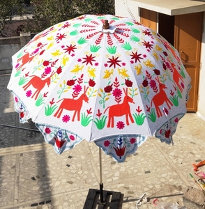 Paraguas bordado Suzani, decoración de Patio al aire libre, sombrilla de playa Bohemia, sombrilla grande India hecha a mano, sombrillas de jardín - Product Image 5