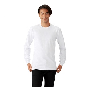 T-shirt de bonne qualité 210 g/m² 100% coton unisexe à manches longues et col rond pour hommes logo Oem T-shirt uni blanc personnalisé pour hommes - Product Image 4