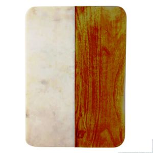 Tabla de cortar y servir de mármol y madera, tabla de cortar personalizada al por mayor, bloques de cortar blancos y marrones hechos en la India - Product Image 1