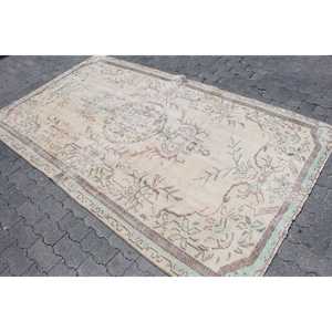 Turkish Vintage Large Rug 5x8.6 ft, <b>Brown</b> <b>Wool</b> Rug - Product Image 2