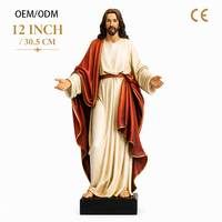 Statue de Jésus en résine personnalisée de 12 pouces, figurine de Christ peinte à la main pour l'église catholique, décoration d'autel à domicile