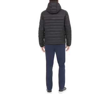 Chaqueta acolchada de invierno de estilo largo a la moda para hombre, diseño de abrigo de burbujas de lona transpirable con capucha y cuello redondo, logotipo personalizado - Product Image 4