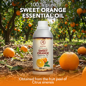 Aceite Esencial de Piel de Naranja Dulce Aromatika 500ml 100% Puro y Natural de Citrus Sinensis Prensado en Frío para Aromaterapia, Apto para Todo Tipo de Piel - Product Image 1