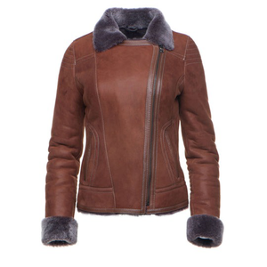 Chaqueta de Invierno para Mujer de Piel de Oveja Marrón Fabricada en Fábrica OEM, Transpirable, de Alta Calidad, con Cuello de Piel de Zorro, Impermeable, MOQ Bajo - Product Image 6
