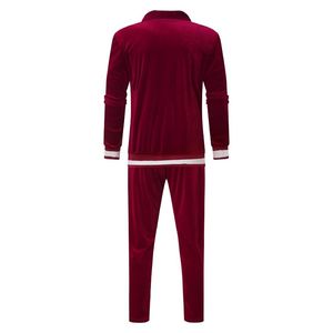 Men's <b>Red</b> Velvet 100% Polyester Tracksuit Full Zip Stand Collar Casual Jogging <b>Suit</b> Solid Color Quick Dry Lightweight Autumn - Product Image 3