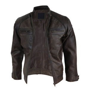 Chaqueta de cuero de motociclista para hombre, chaqueta de piel de oveja suave y auténtica, personalizada, estilo Casual - Product Image 2
