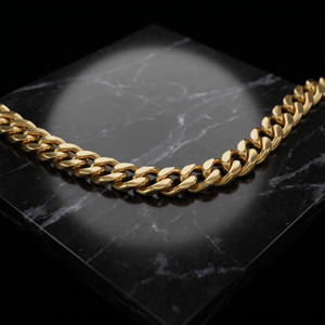 Collar unisex de eslabones entrelazados estilo Miami cubano, chapado en oro de 14K, tono cálido de lujo, cómodo para uso diario. - Product Image 5
