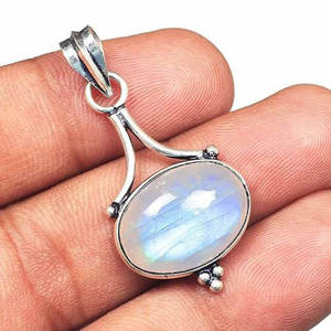 Colgante de Plata con Piedra Lunar de 12x15 mm y 7x10 mm, Gema Hecha a Mano con Engaste de Bisel en Forma de Pera, Chapado en Oro Vintage para Mujer - Product Image 5