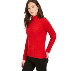 Maglione a Collo Alto con Lavorazione a Trecce da Donna Charter Club, Taglia XL, Traspirante, Design Slim alla Moda Coreana con Logo Frontale per Autunno/Inverno - Product Image 1