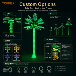 Lumière LED commerciale en forme de palmier coco |   Arbre géant personnalisable, étanche IP65, pour projet hôtelier |   Vente en gros directe d'usine - Product Image 2
