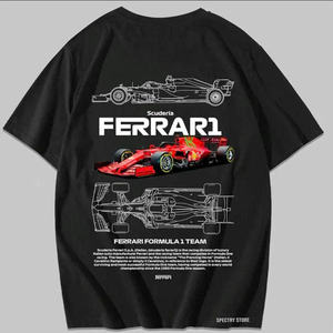 T-shirt graphique Ferrari Formula Racing en coton premium, streetwear, design motorsport, coupe oversize, impression haute intensité, usage quotidien - Product Image 5