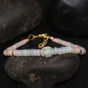 Bracelet en perles d'opale de feu blanche naturelle pour femmes breloque ovale bijoux en pierres précieuses 925 argent Sterling Rare octobre cadeau de pierre de naissance - Product Image 2