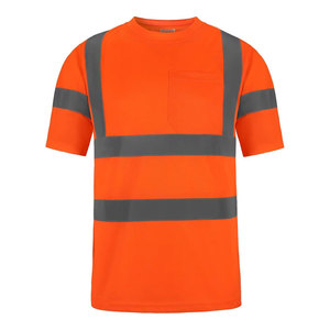 เสื้อยืดทำงานสีส้มแบบยูนิเซ็กซ์ สะท้อนแสง แถบสะท้อนแสง โพลีเอสเตอร์ ชุดยูนิฟอร์มนิรภัย ป้องกันแบคทีเรีย ป้องกันรังสียูวี พิมพ์ลาย ได้รับการรับรองมาตรฐาน CE - Product Image 1