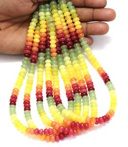 Hermosa mezcla de colores cuarzo suave Rondelle Beads Rainbow Disco Gemstone Colorful Quartz Stone Beads para collar Fabricación de joyas - Product Image 5