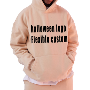 Venta al por mayor personalizado hombres XS Halloween Sudadera con capucha logotipo impreso patrón en tela de lana bordada para ropa de invierno - Product Image 2